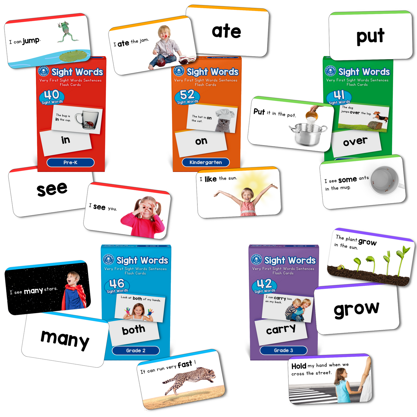 220 Very First Sight Words Sentences Flash Cards